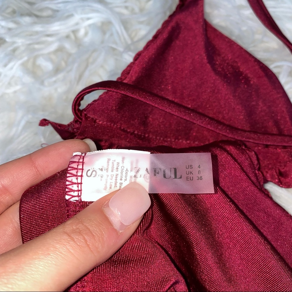 Magenta Ruffles Bralette Smocked Bathing Suit -S - Picture 6 of 6